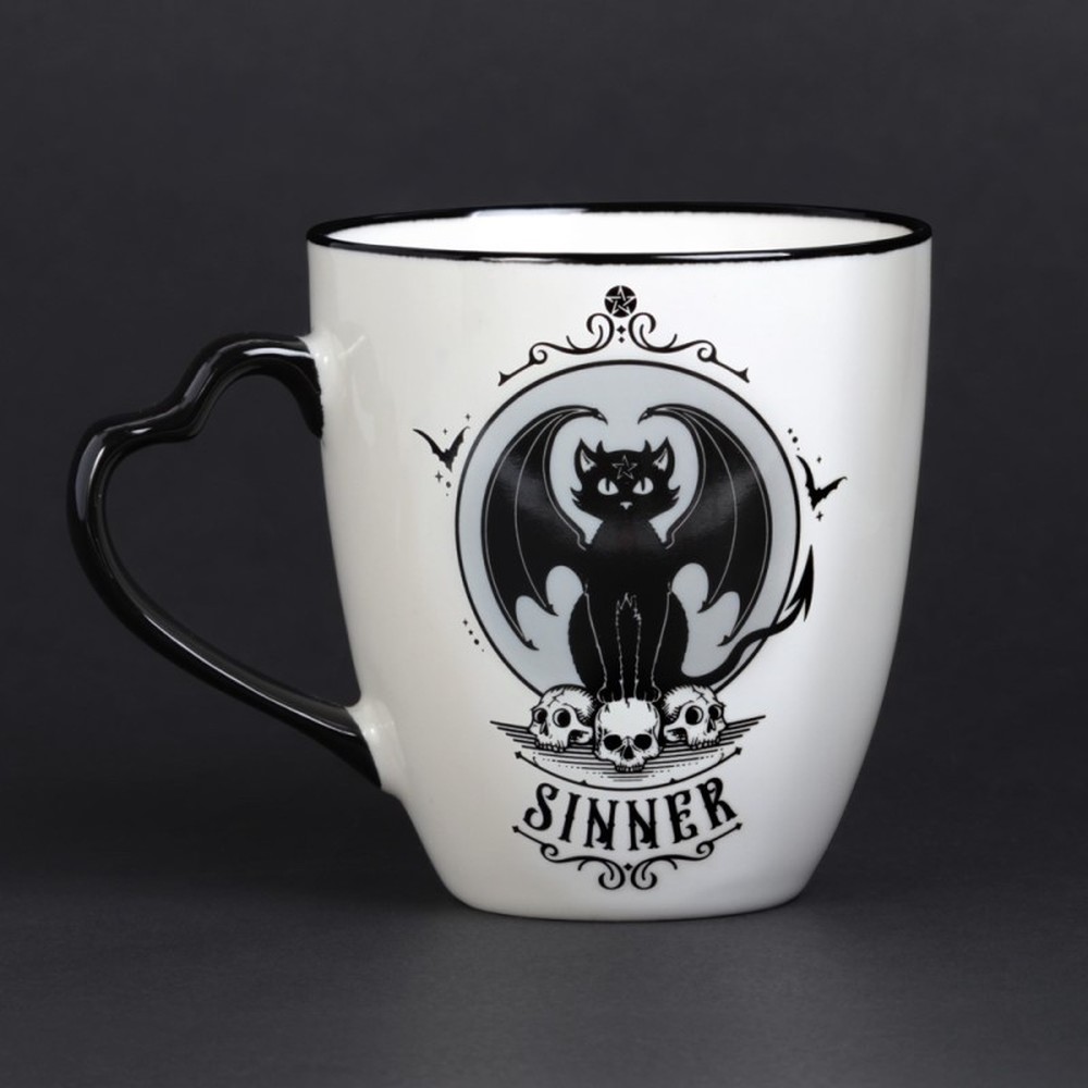 Alchemy - Saint/Sinner: Cat with Heart Handle Mok/beker - Wit